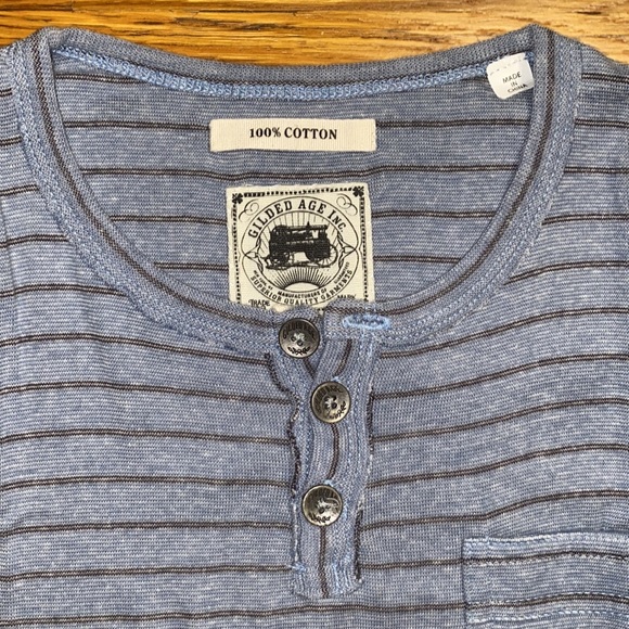 Gilded Age Inc - Henley T-shirt - Light Blue - Size Small - Picture 6 of 10